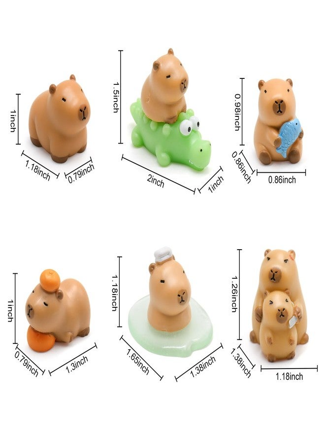 HOMICO Mini Capybara Figurines 8 Pieces Miniature Capybara and Crocodile for Dollhouse Miniatures Mini Resin Animals for Car Dashboard Fairy Garden Capybara Birthday Decorations - Image 2